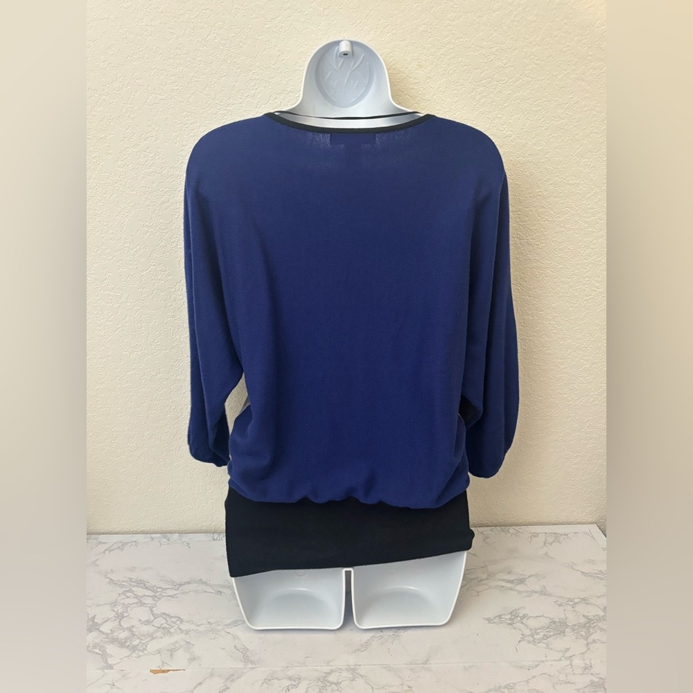 Style & Co Petite Knit Women 3/4 Sleeves Top Sz PS Colorblock Cinch Waist - Picture 3 of 4
